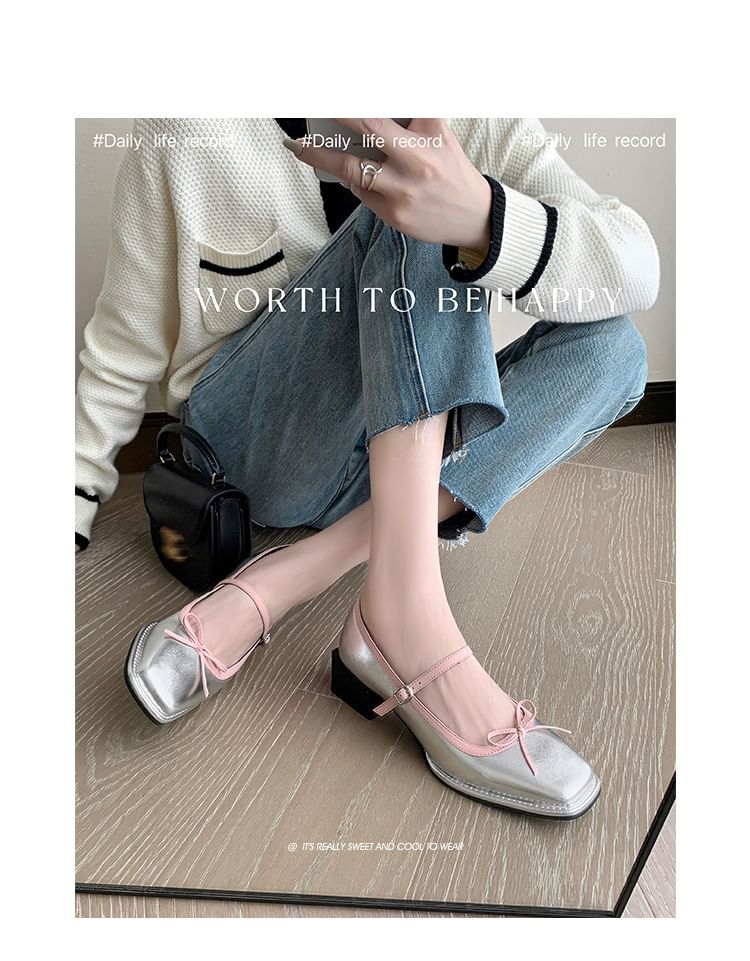 Square Bow Toe Pumps Jane Mary