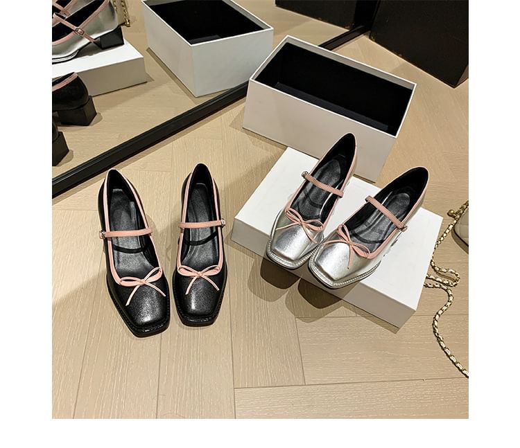 Square Bow Toe Pumps Jane Mary