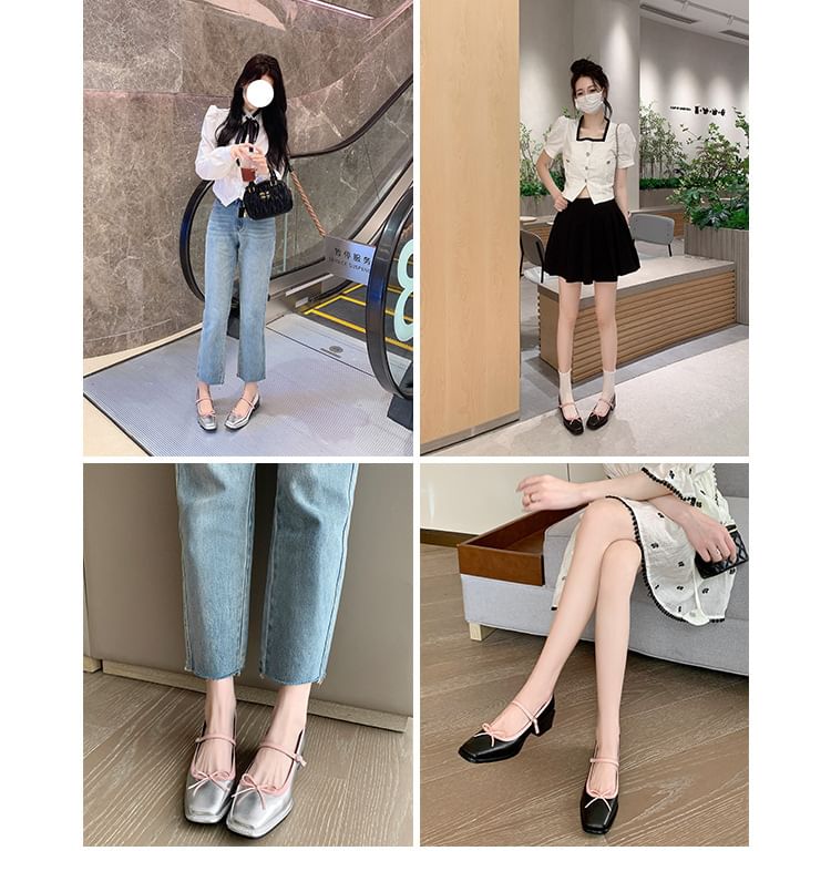 Square Bow Toe Pumps Jane Mary