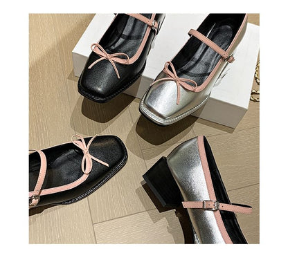 Square Bow Toe Pumps Jane Mary