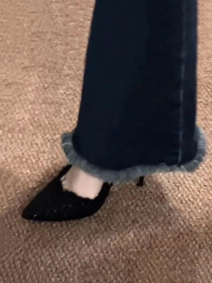 Toe Tweed Pumps Pointed