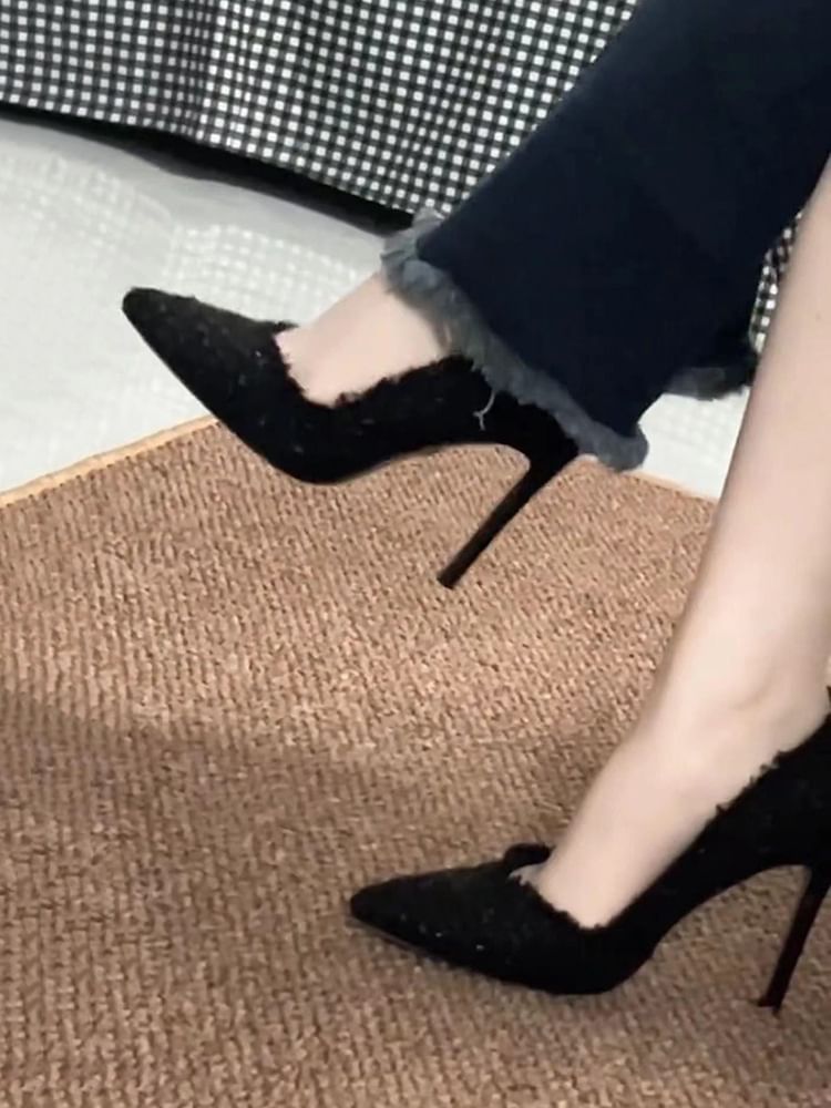 Toe Tweed Pumps Pointed