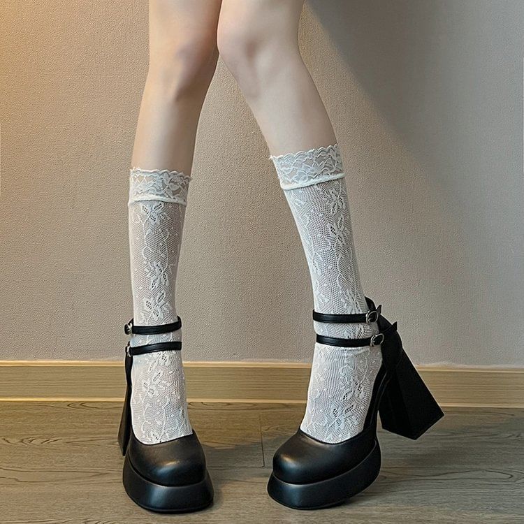 Block Pumps Heel Platform Ankle Strap