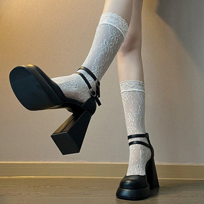 Block Pumps Heel Platform Ankle Strap