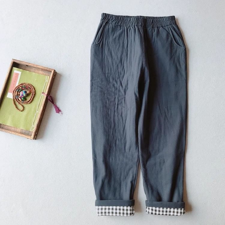 Mid Rise Plain Baggy Pants