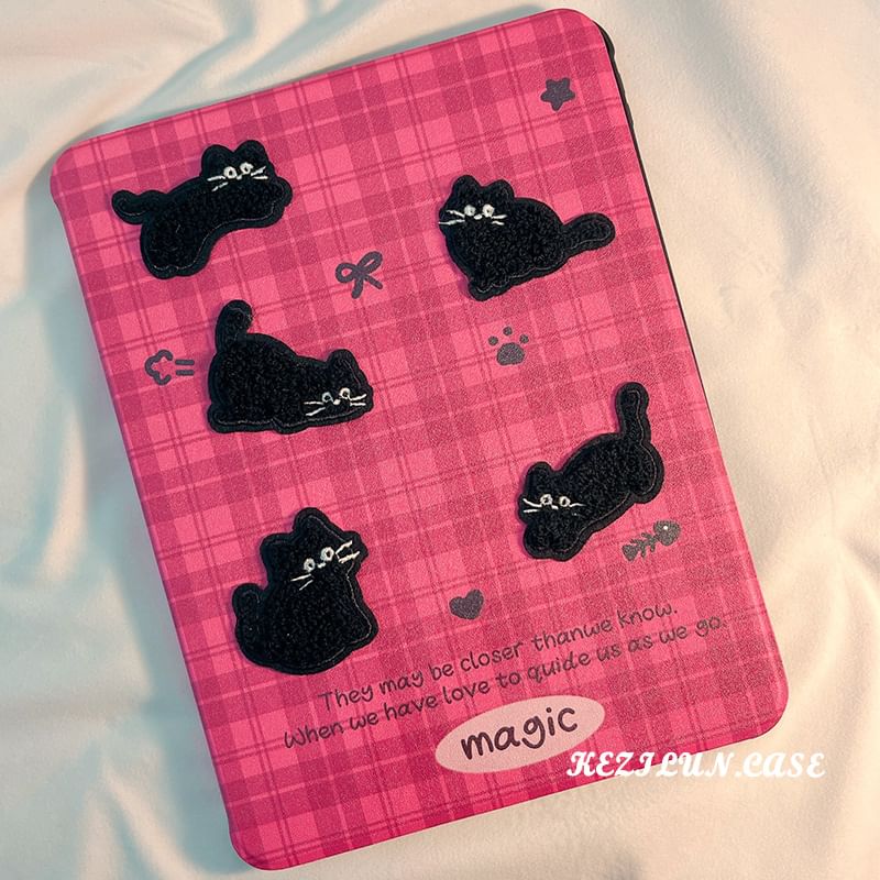 Cat iPad Case Plaid