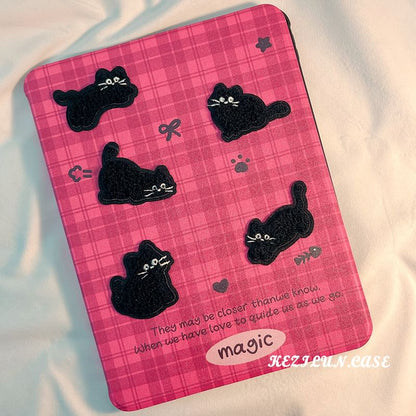 Cat iPad Case Plaid