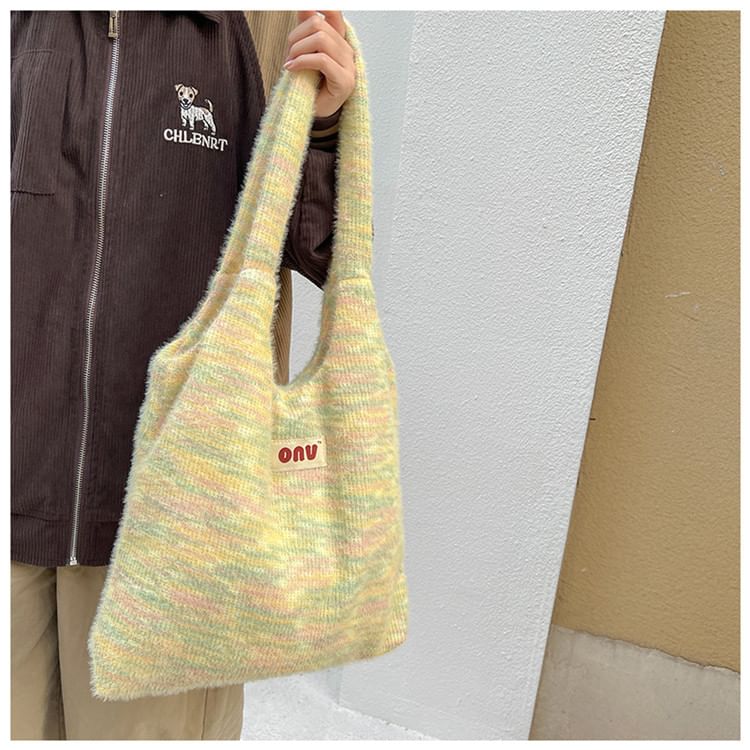 Lettering Knit Tote Bag