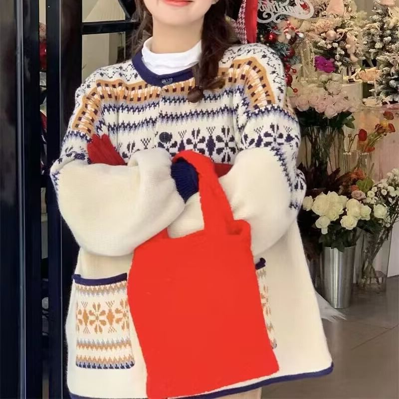 Crewneck Cardigan Button-Up Pattern