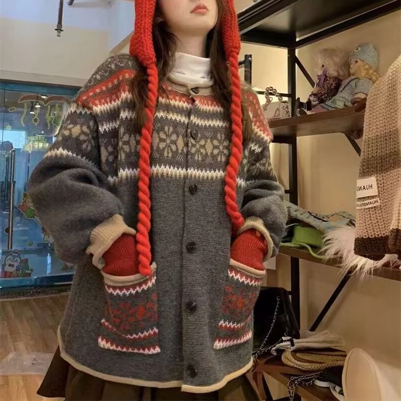 Crewneck Cardigan Button-Up Pattern