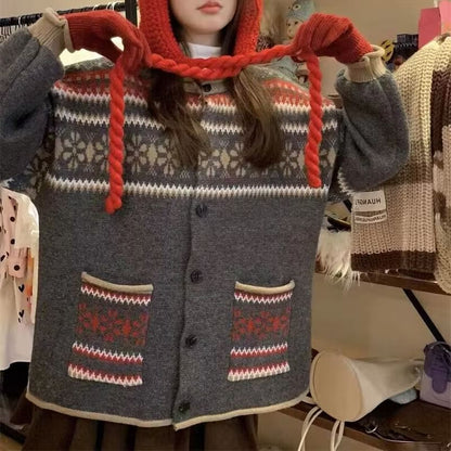 Crewneck Cardigan Button-Up Pattern