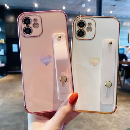 Heart Plain Phone Case With Side Strap For  iPhone 13, 13 Pro, 13 Pro Max, 14, 14 Plus, 14 Pro, 14 Pro Max, 15, 15 Pro, 15 Pro Max