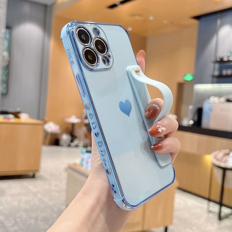 Heart Plain Phone Case With Side Strap For  iPhone 13, 13 Pro, 13 Pro Max, 14, 14 Plus, 14 Pro, 14 Pro Max, 15, 15 Pro, 15 Pro Max
