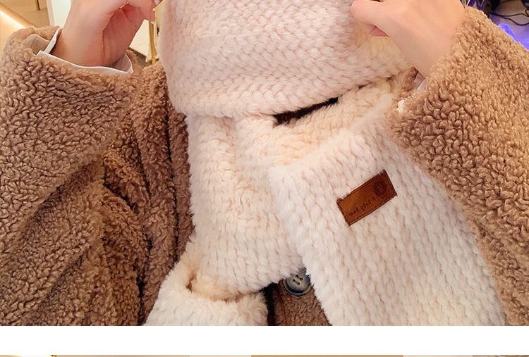 Hooded Chenille Scarf Mittens with