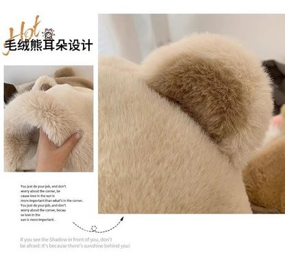 Chenille Trapper Hat Bear Ear