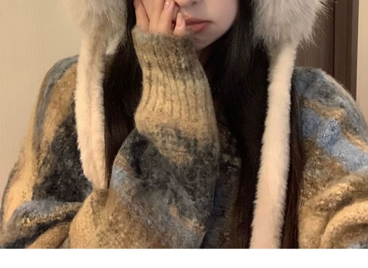 Chenille Trapper Hat Bear Ear