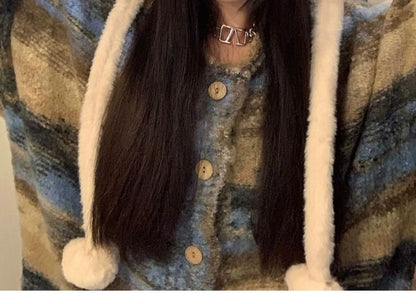 Chenille Trapper Hat Bear Ear