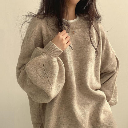 Crew Neck Plain Oversized Sweater