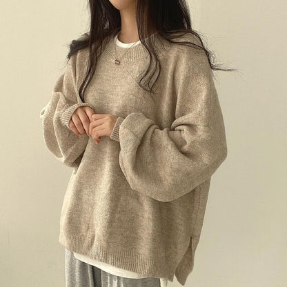 Crew Neck Plain Oversized Sweater