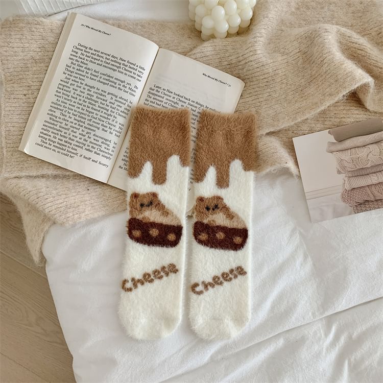 Bear Print Fleece Socks