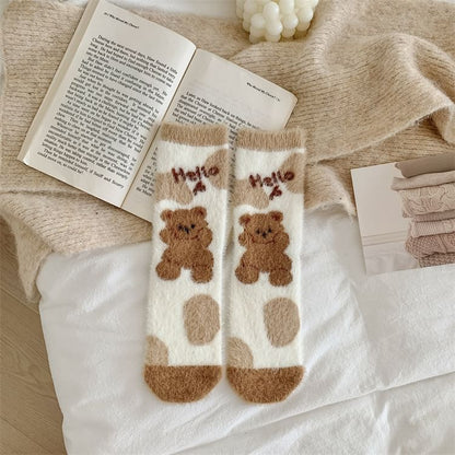 Bear Print Fleece Socks