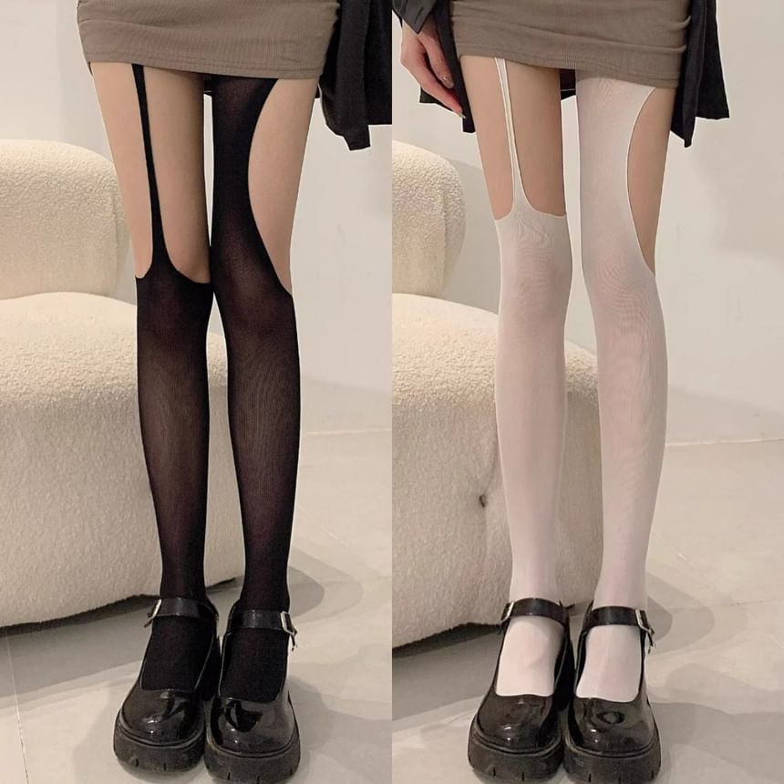 Collants unis à découpes