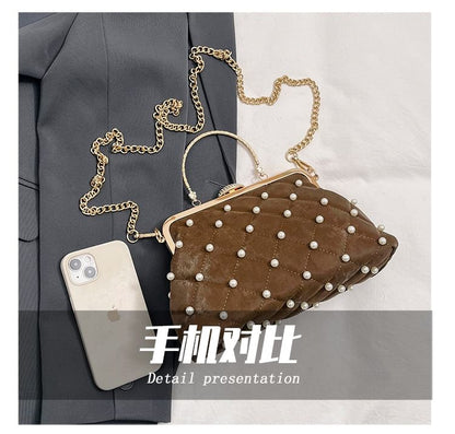 Chain Faux Strap Bag Pearl Crossbody