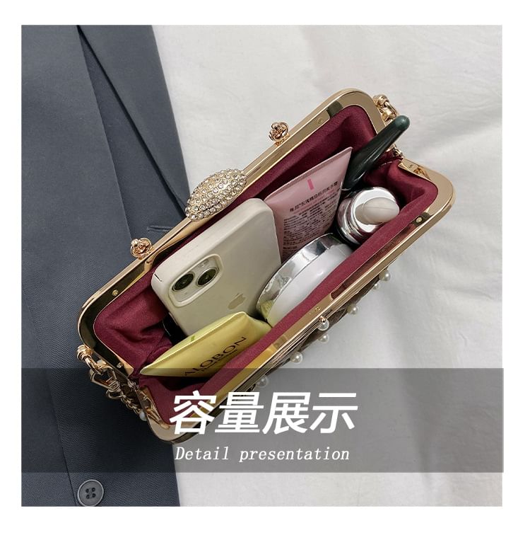 Chain Faux Strap Bag Pearl Crossbody