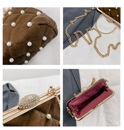 Chain Faux Strap Bag Pearl Crossbody