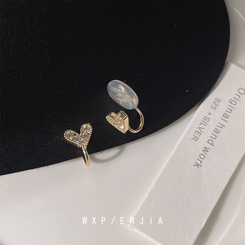 Heart Rhinestone Cuff Alloy Ear