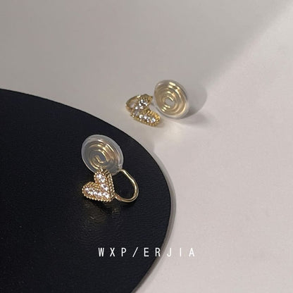 Heart Rhinestone Cuff Alloy Ear