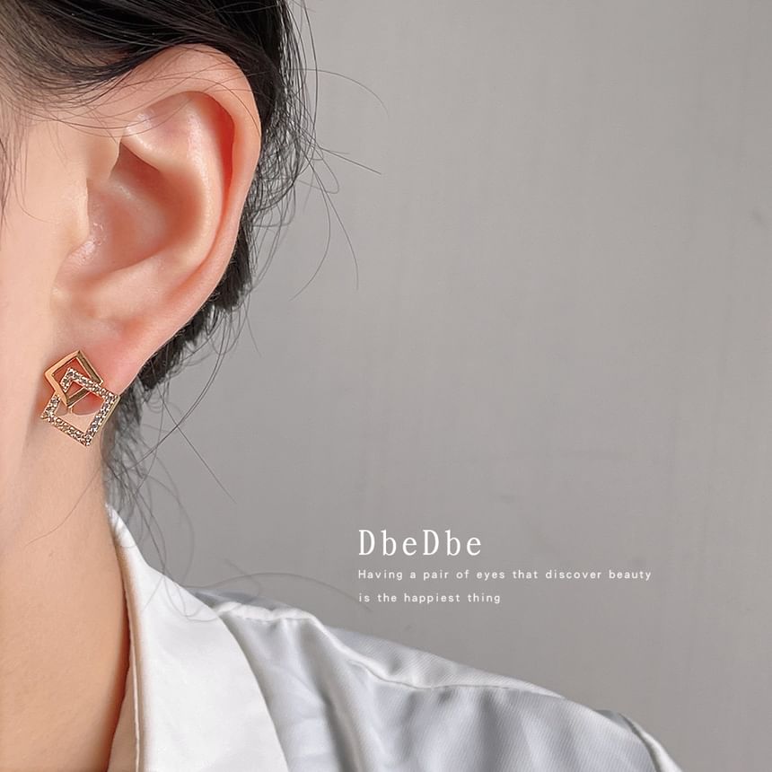 Rhinestone Square Alloy Ear Cuff