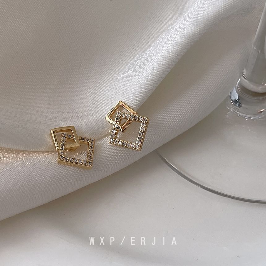Rhinestone Square Alloy Ear Cuff