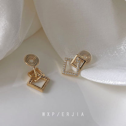 Rhinestone Square Alloy Ear Cuff