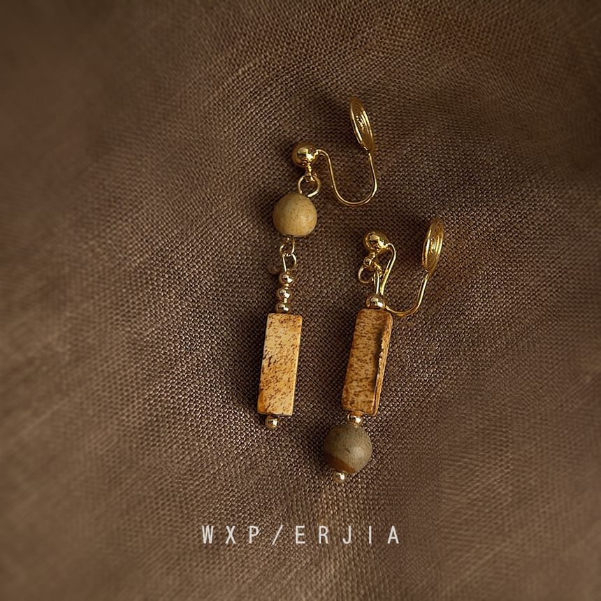 Asymmetrical Alloy Dangle Ear Faux Cuff Gemstone