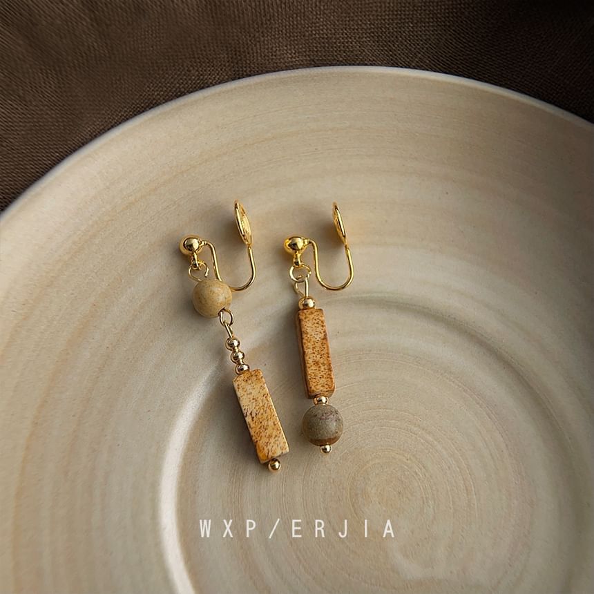 Asymmetrical Alloy Dangle Ear Faux Cuff Gemstone