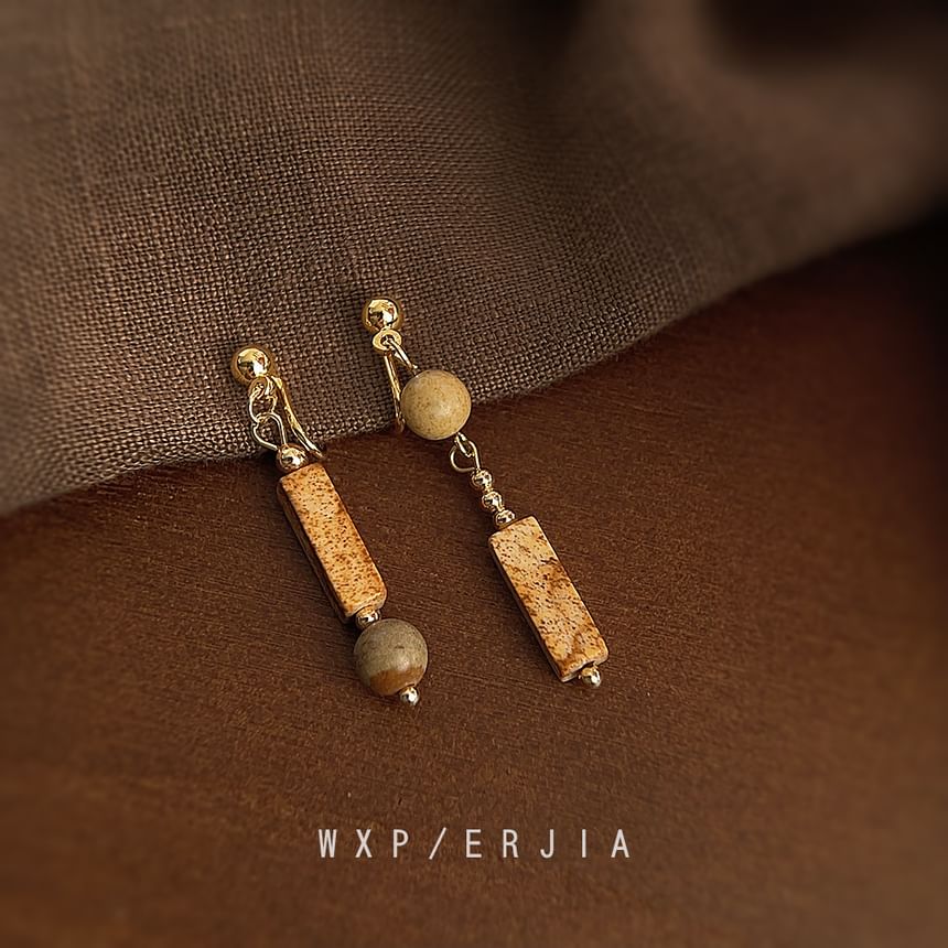 Asymmetrical Alloy Dangle Ear Faux Cuff Gemstone