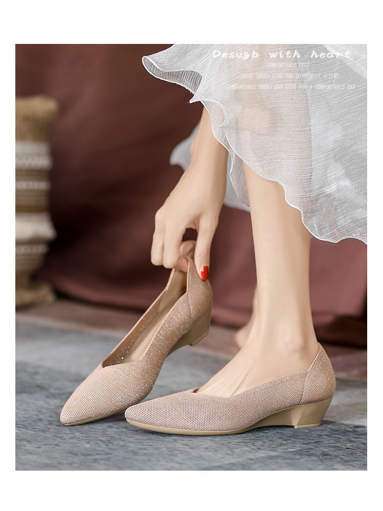 Pumps Woven Wedge-Heel Pointed