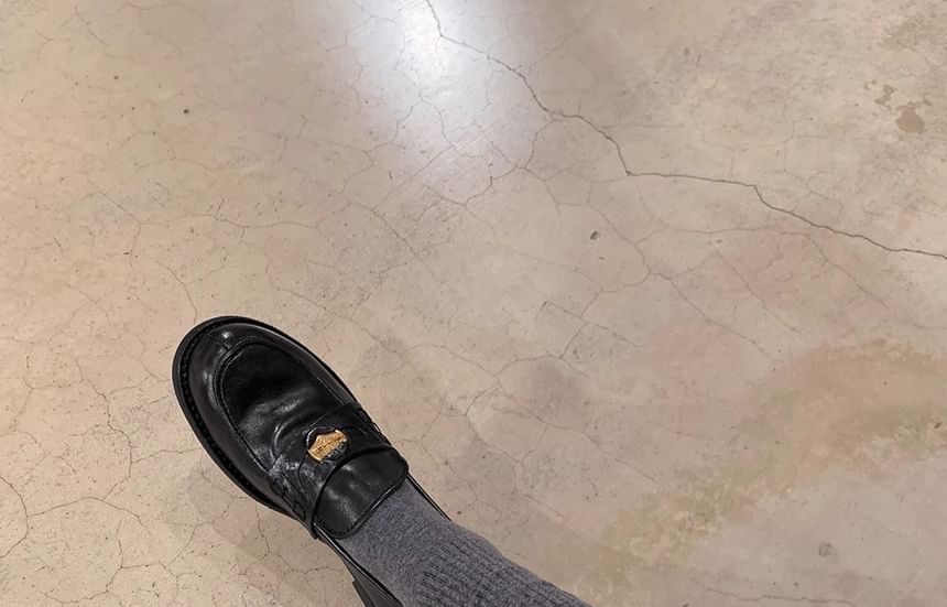 Loafers Accent Leather Metal Faux