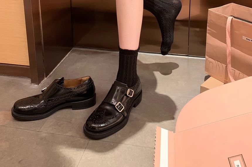 Buckled Strap Monk Genuine Shoes Leather