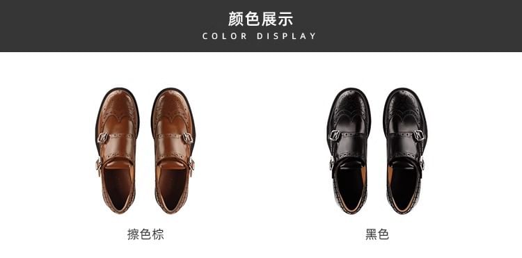 Buckled Strap Monk Genuine Shoes Leather