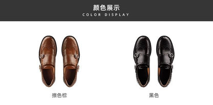 Buckled Strap Monk Genuine Shoes Leather