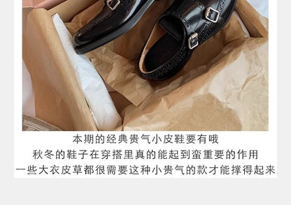 Buckled Strap Monk Genuine Shoes Leather