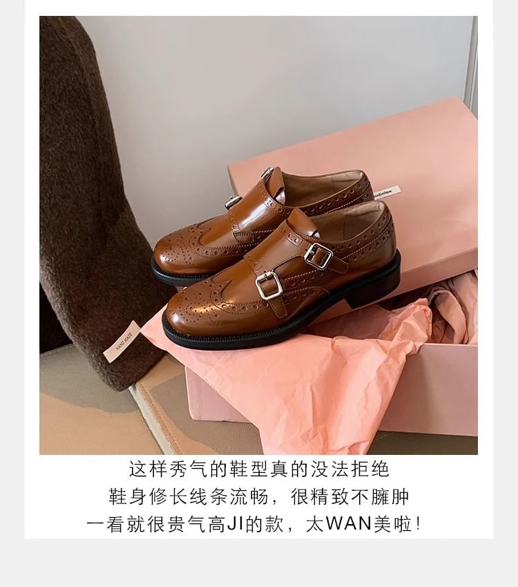 Buckled Strap Monk Genuine Shoes Leather