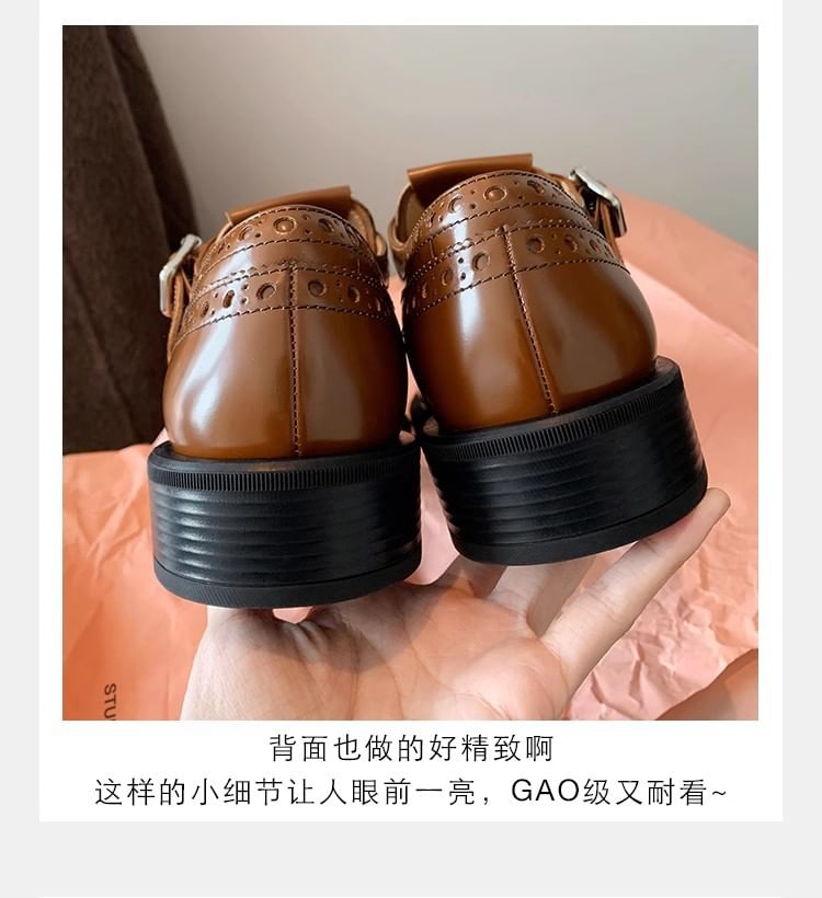 Genuine Leather Buckled Monk Strap Shoes