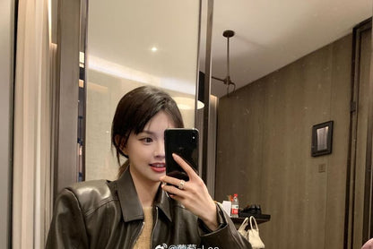 Genuine Boots Low-Heel Toe Square Short Leather