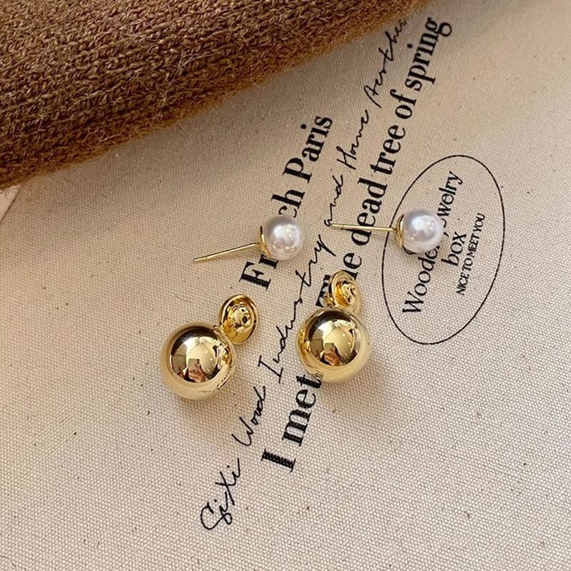 Ball Faux Pearl Ear Stud