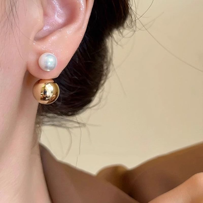 Ball Faux Pearl Ear Stud