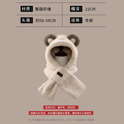 Scarfed Bear Ear Trapper Hat