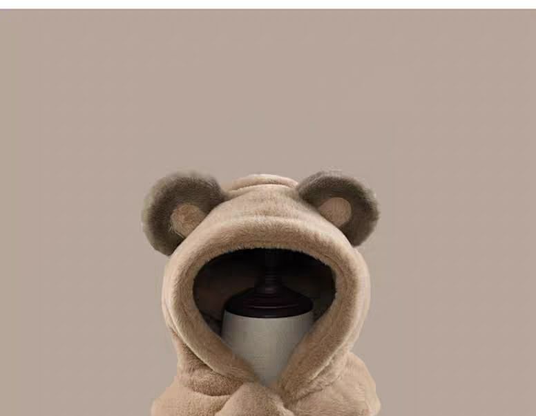 Scarfed Bear Ear Trapper Hat